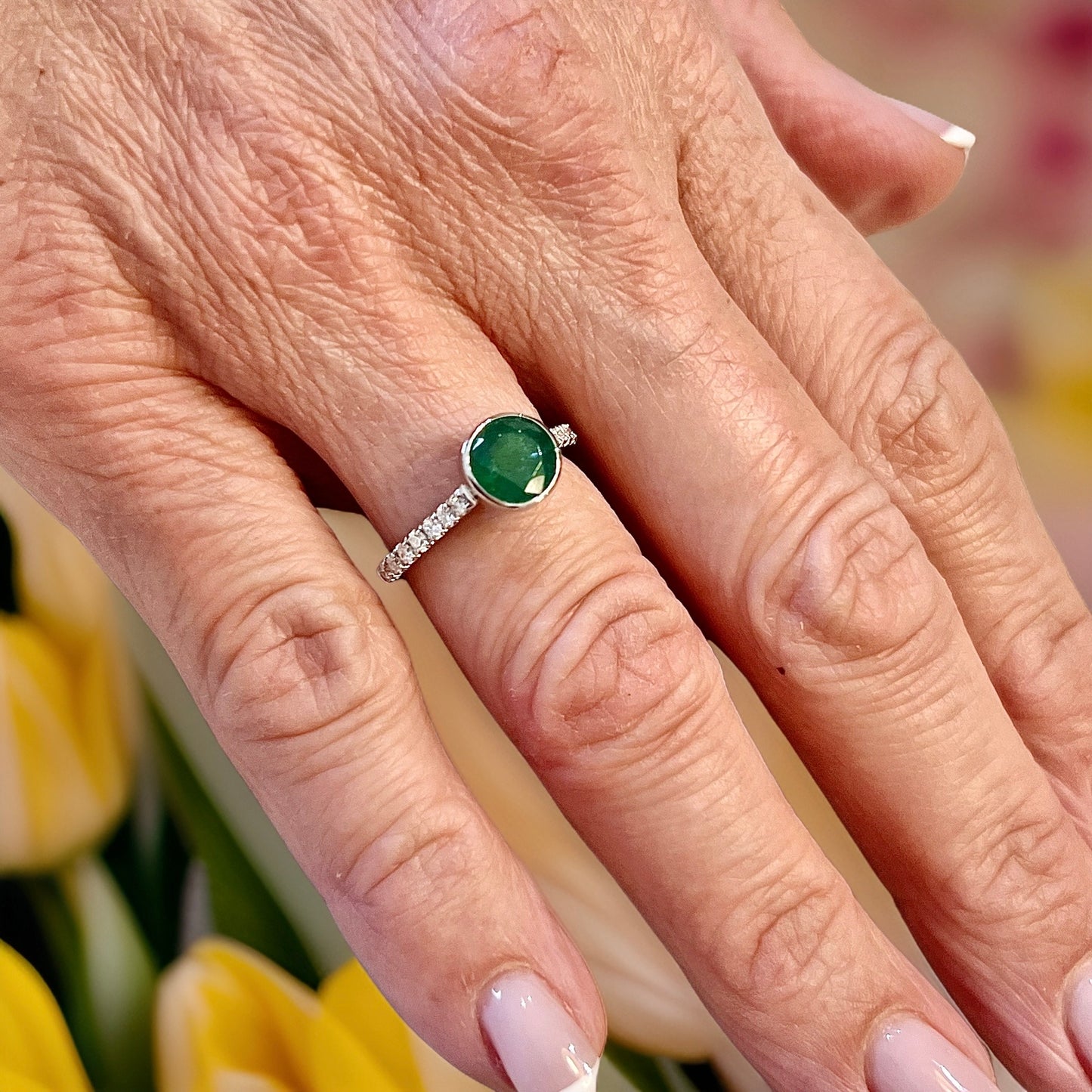 Natural Emerald Diamond Ring Size 6.5 14k W Gold 1.93 TCW Certified $4,950 310995