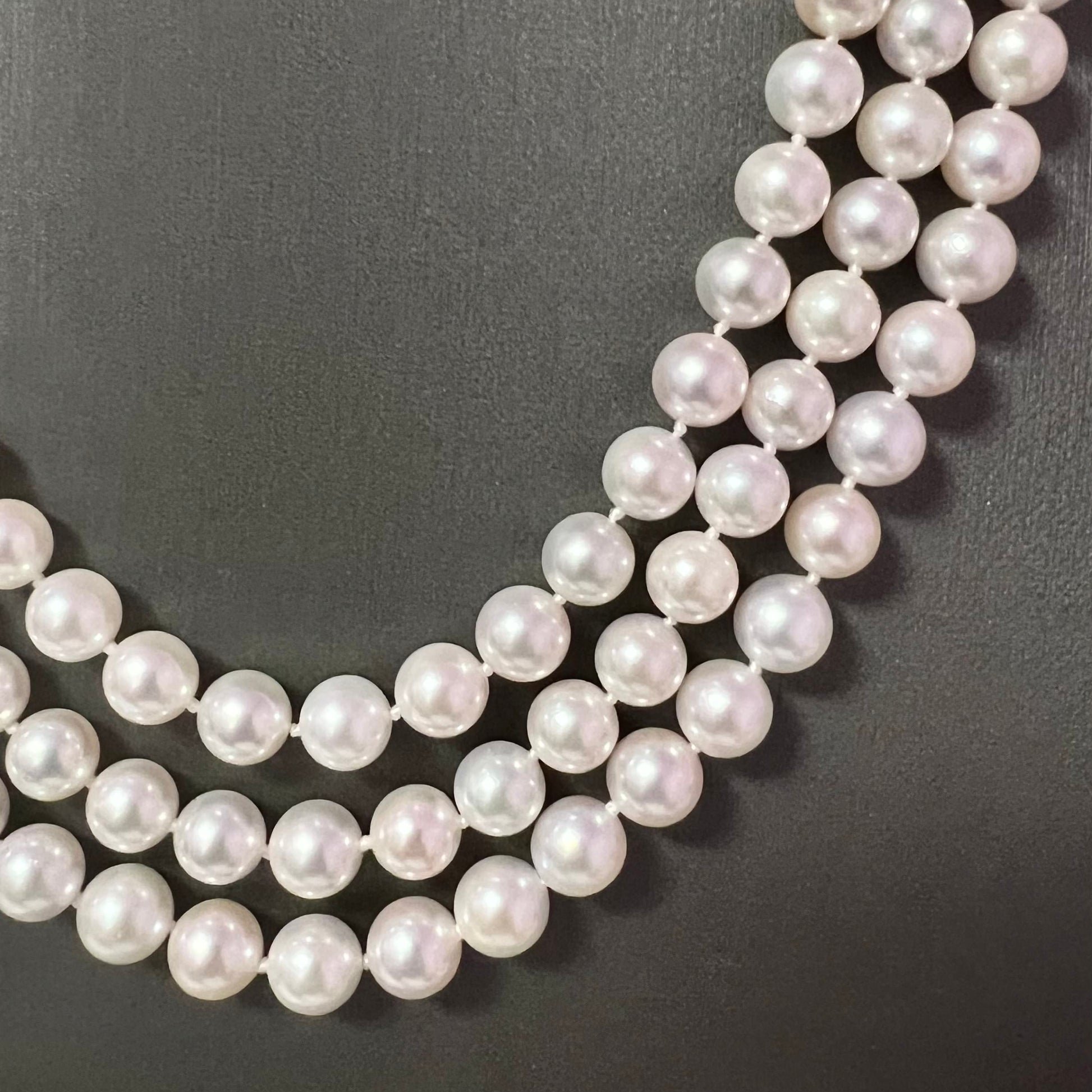 Natural Akoya Pearl Diamond Necklace 60.5" 18k White Gold 8 mm Certified $7,950 307925 - Certified Fine Jewelry