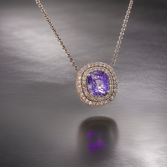 Natural Sapphire Diamond Pendant 18" 14k WG 3.84 TCW Certified $6,950 310562 - Certified Fine Jewelry
