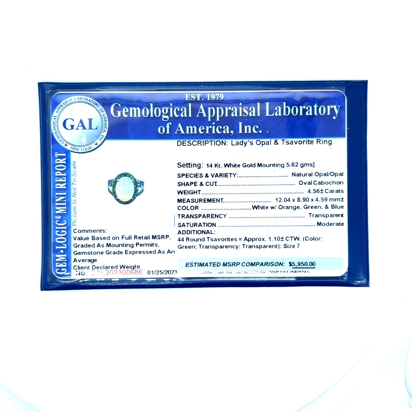 Natural Opal Tsavorite Ring Size 7 14k Gold 5.66 TCW Certified $5,950 300686 - Certified Fine Jewelry