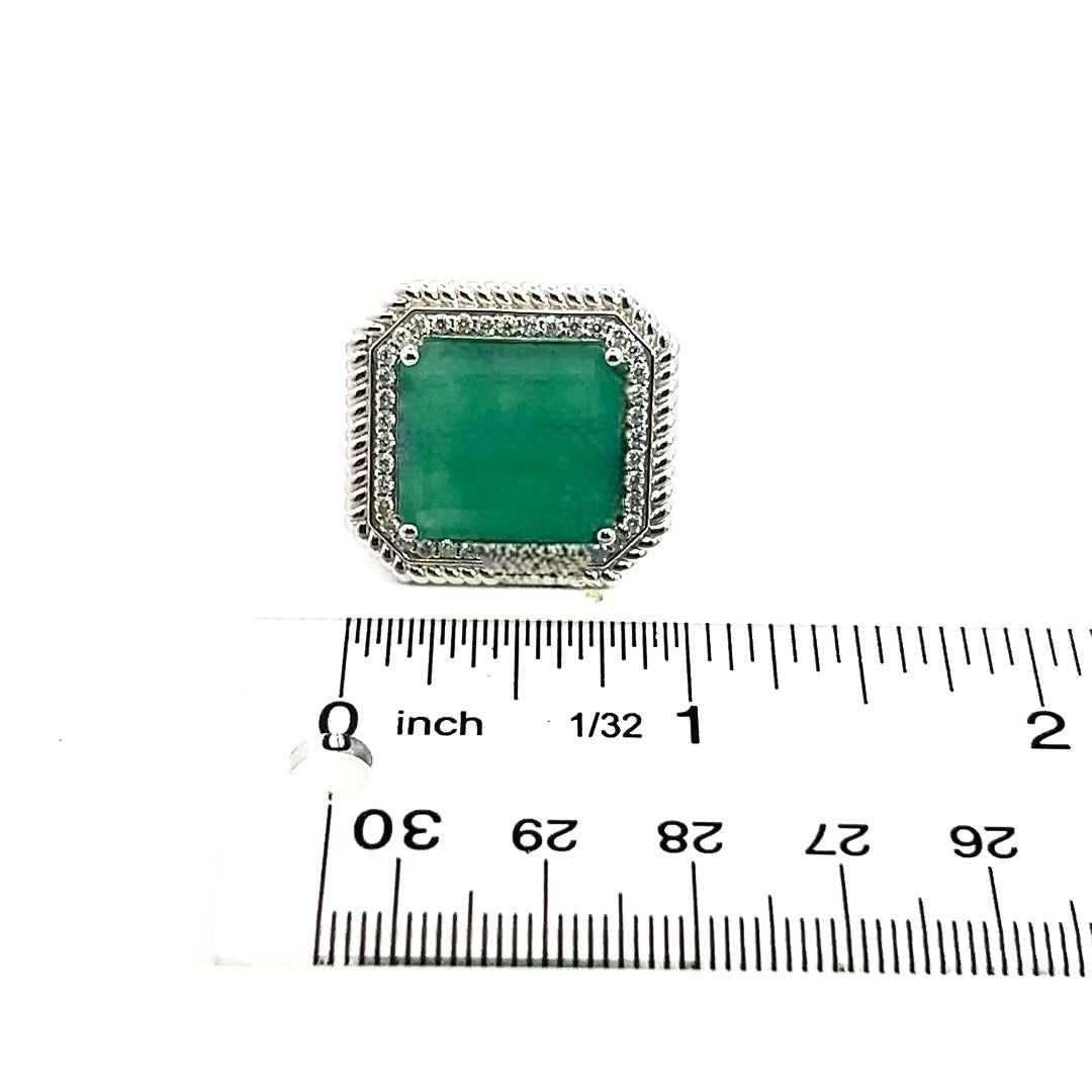 Natural Emerald Diamond Ring Size 6.25 14k W Gold 13.14 TCW Certified $9,775 402673