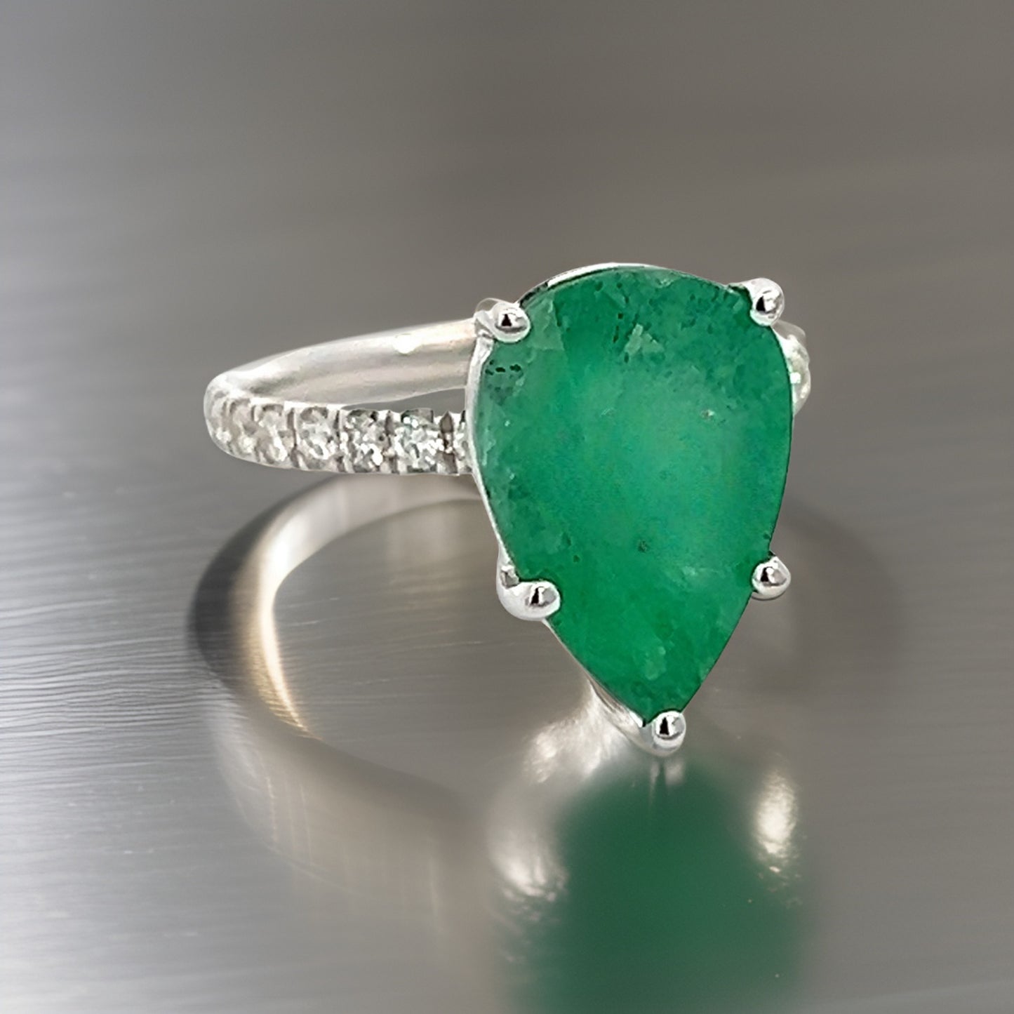 Natural Emerald Diamond Ring 6.5 14k WG 4.62 TCW Certified $4,950 310549 - Certified Fine Jewelry