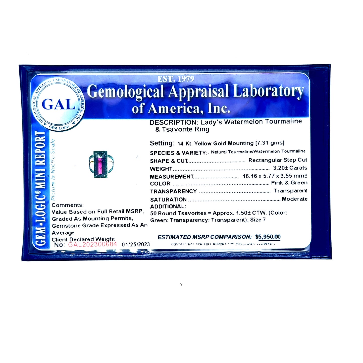 Natural Watermelon Tourmaline Tsavorite Ring 7 14k YG 4.7 TCW Certified $5,950 300684 - Certified Fine Jewelry