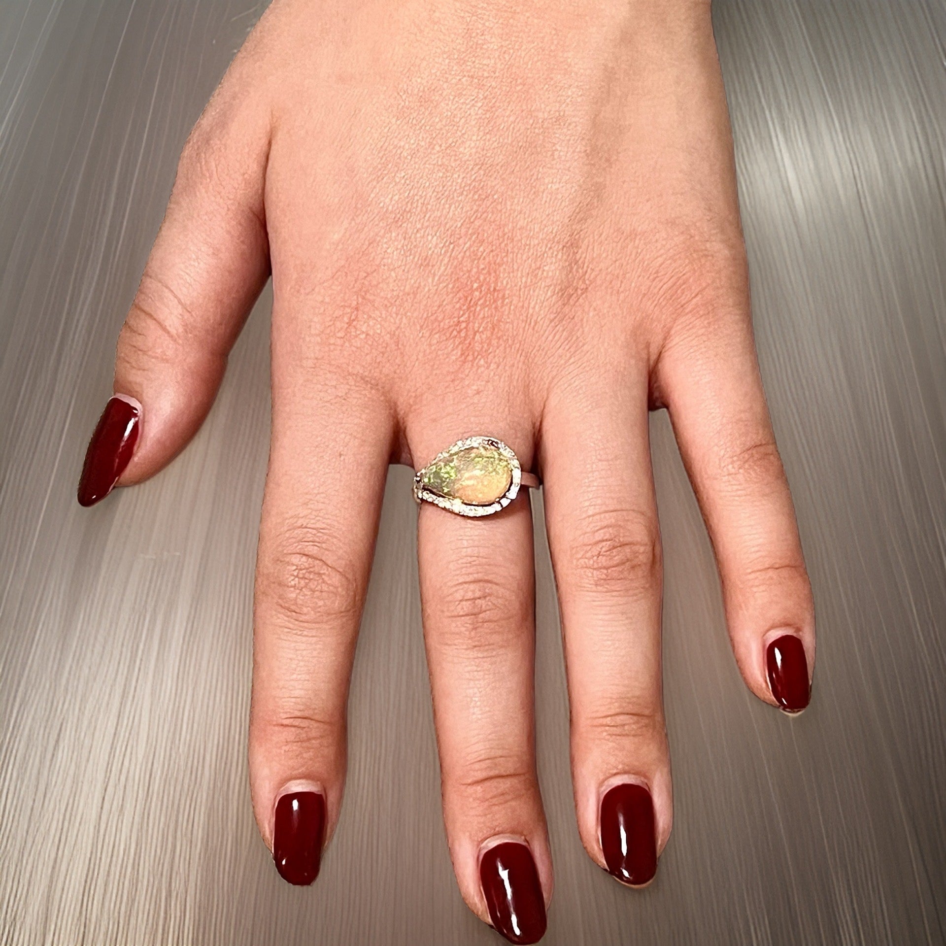 Natural Opal Diamond Ring 6.75 14k W Gold 4 TCW Certified $4,950 310548 - Certified Fine Jewelry