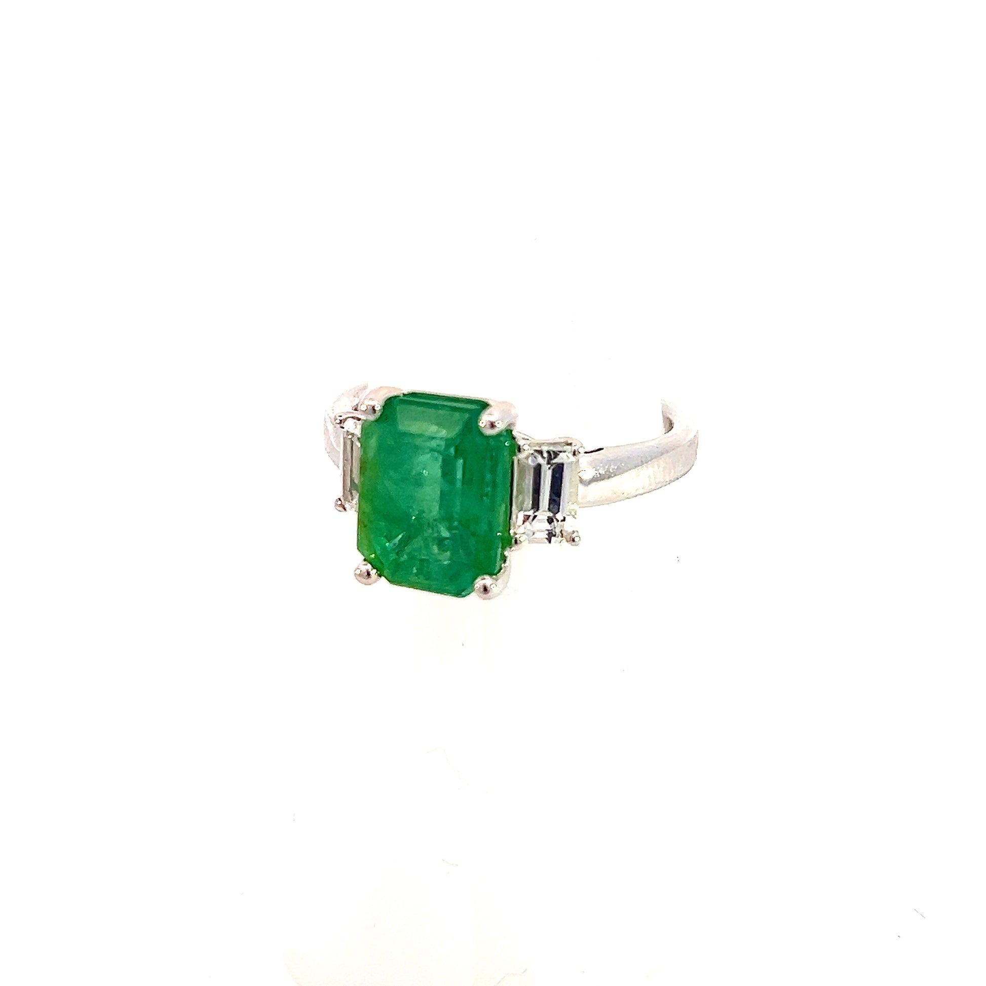 Natural Emerald Sapphire Ring 6.25 14k White Gold 3.49 TCW Certified $4,970 310641 - Certified Fine Jewelry