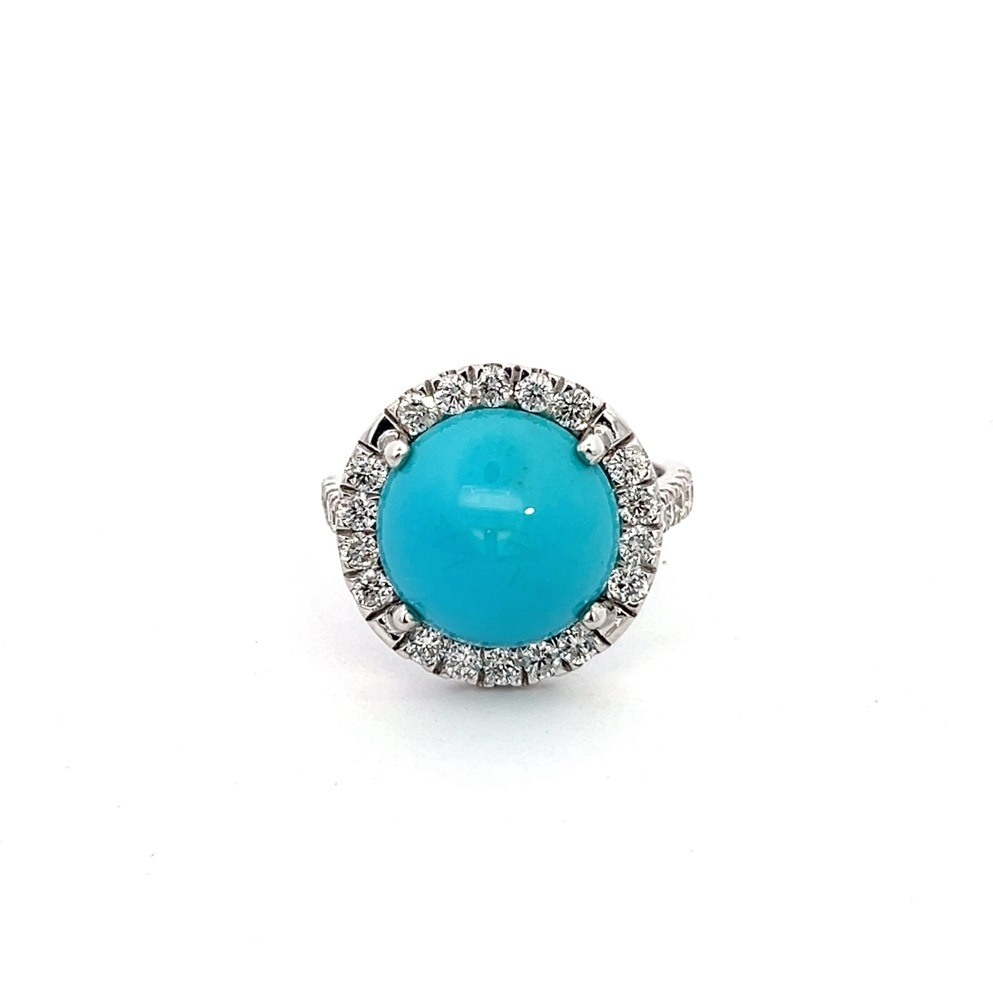 Natural Persian Turquoise Diamond Ring 6.5 14k WG 8.33 TCW Certified $5,950 310657 - Certified Fine Jewelry