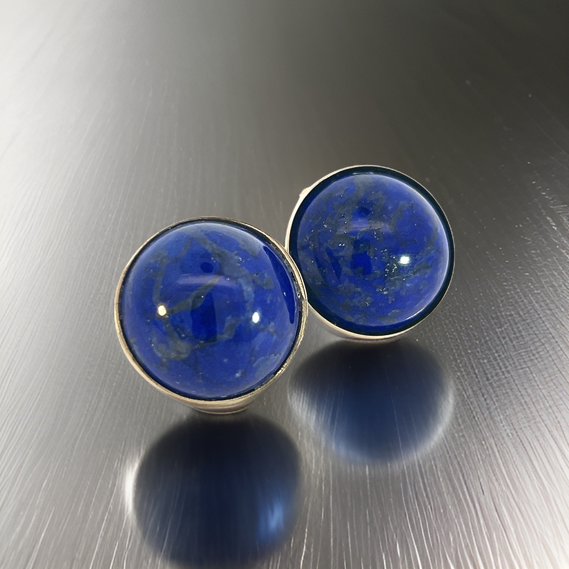 Natural Lapis Lazuli Cufflinks 14k Y Gold 40 CTW Certified $3,450 311039 - Certified Fine Jewelry