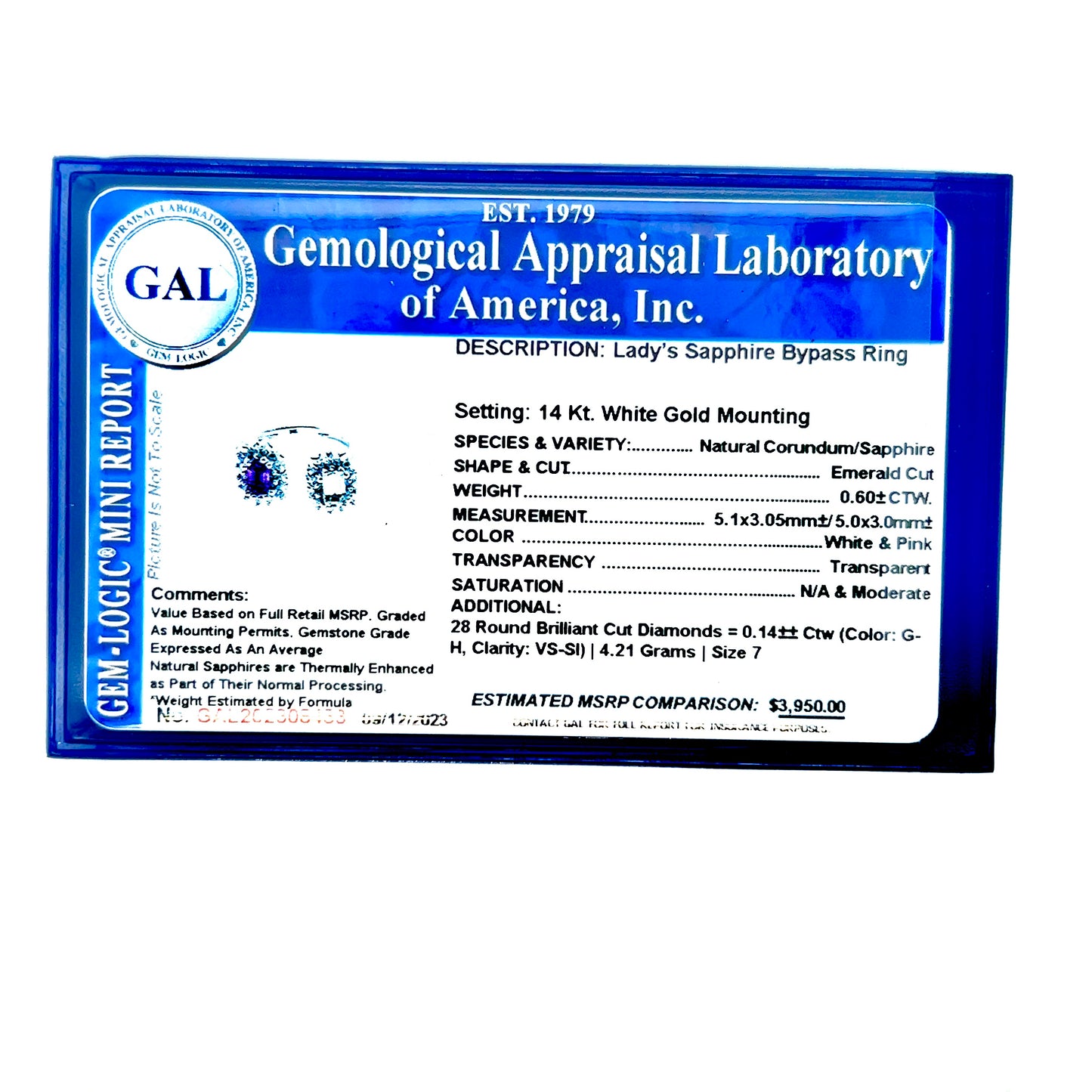 Natural Sapphire Bypass Ring 7 14k W Gold 0.74 TCW Certified $3,950 308483 - Certified Fine Jewelry