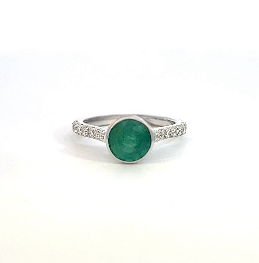 Natural Emerald Diamond Ring Size 6.5 14k W Gold 1.93 TCW Certified $4,950 310995