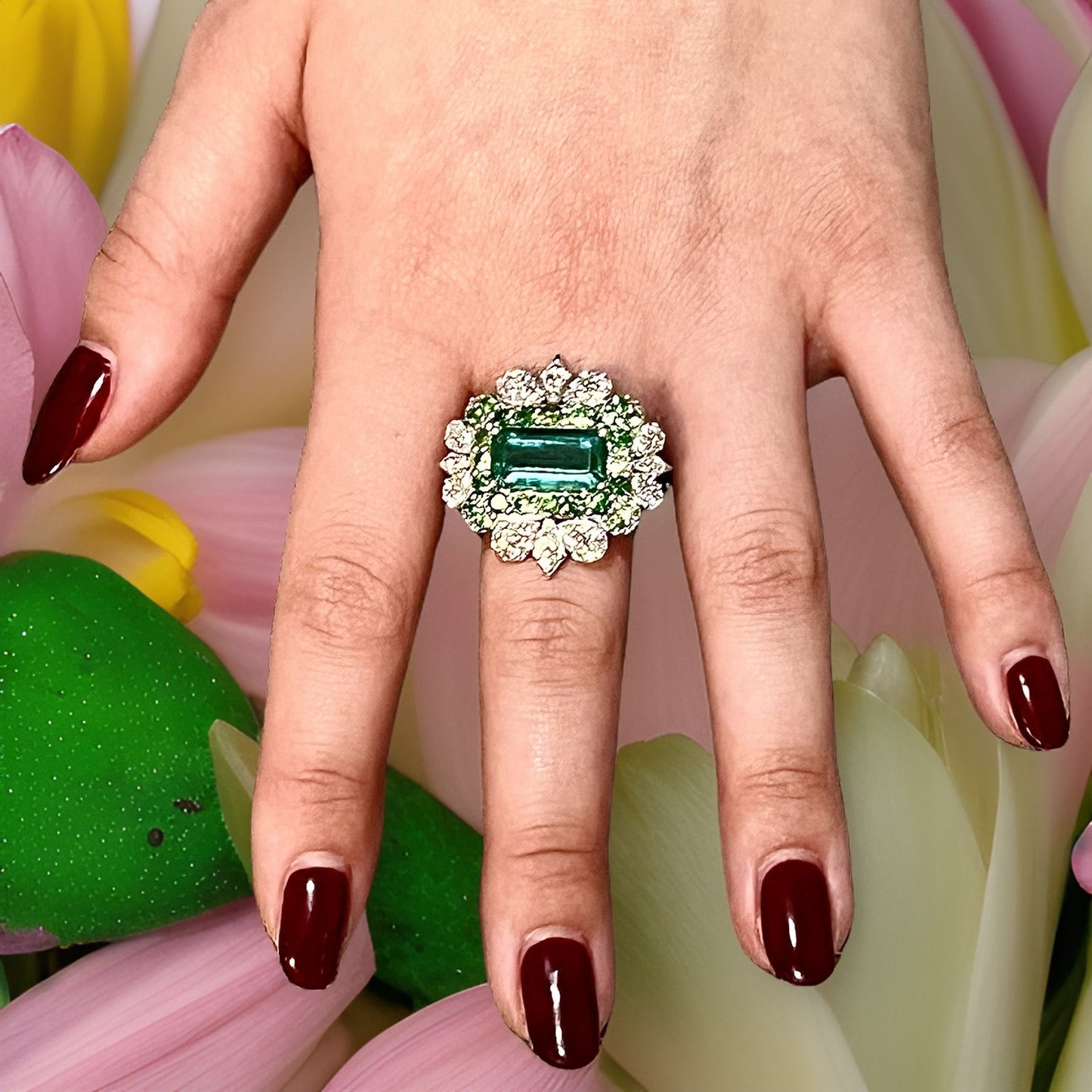 Natural Emerald Tsavorite Diamond Ring 6.75 14k White Gold 9.22 TCW Certified $14,950 310658 - Certified Fine Jewelry