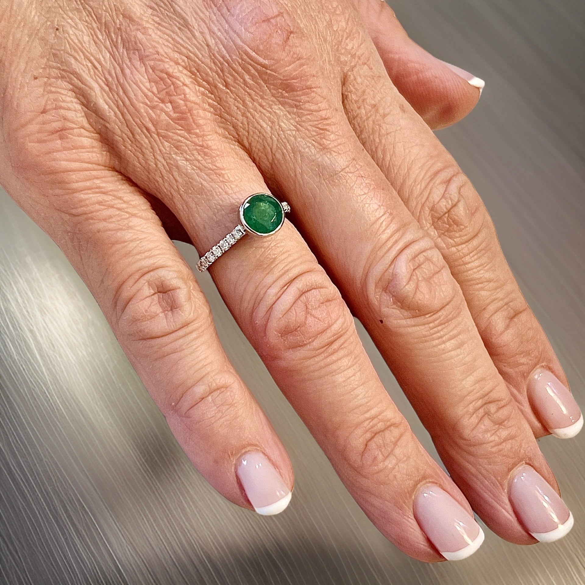 Natural Emerald Diamond Ring Size 6.5 14k W Gold 1.93 TCW Certified $4,950 310995