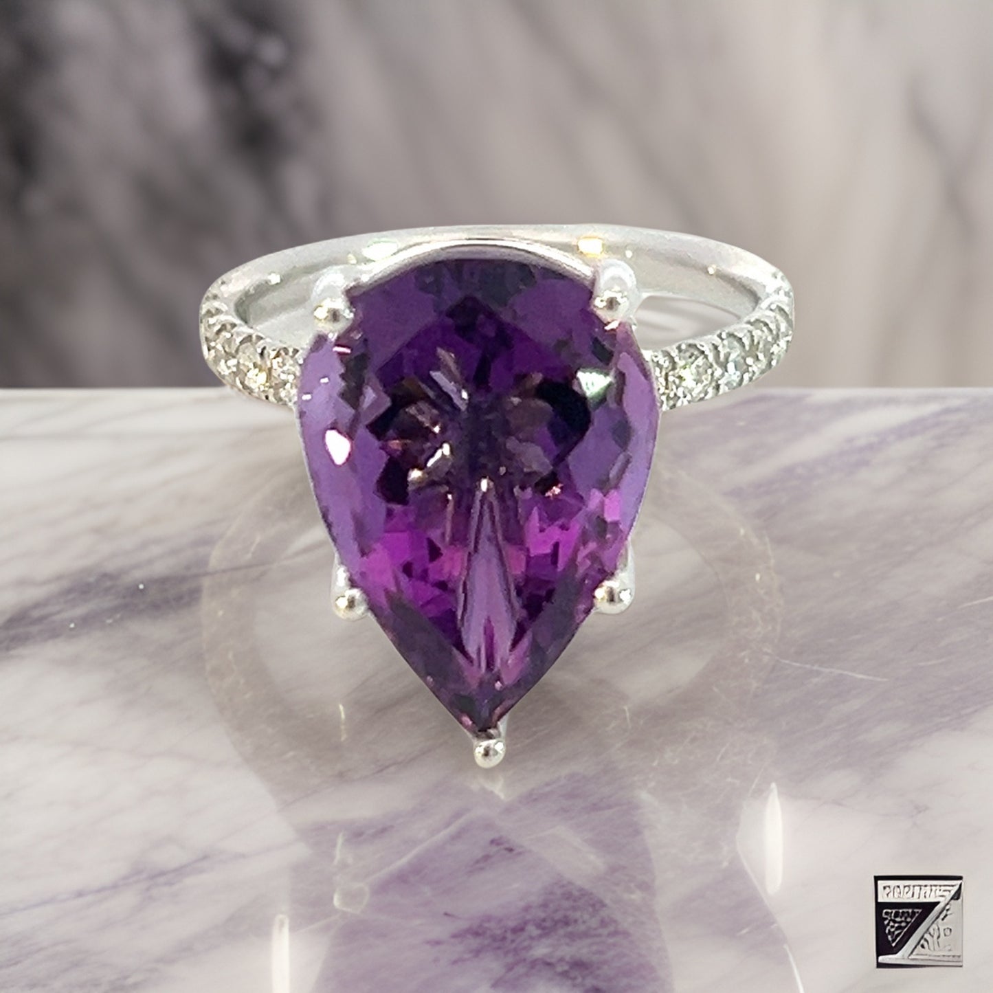 Natural Amethyst Diamond Ring 6.5 14k White Gold 7.67 TCW Certified $3,950 311006 - Certified Fine Jewelry