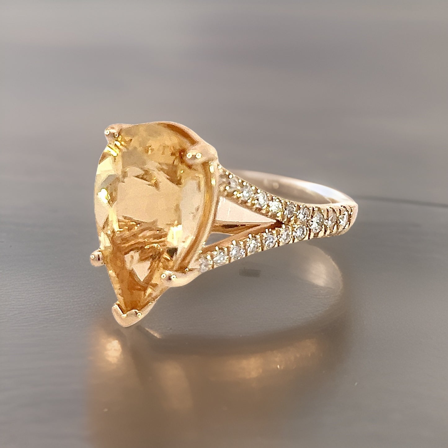Natural Citrine Diamond Ring 6.5 14k Y Gold 4.79 TCW Certified $3,950 310632 - Certified Fine Jewelry