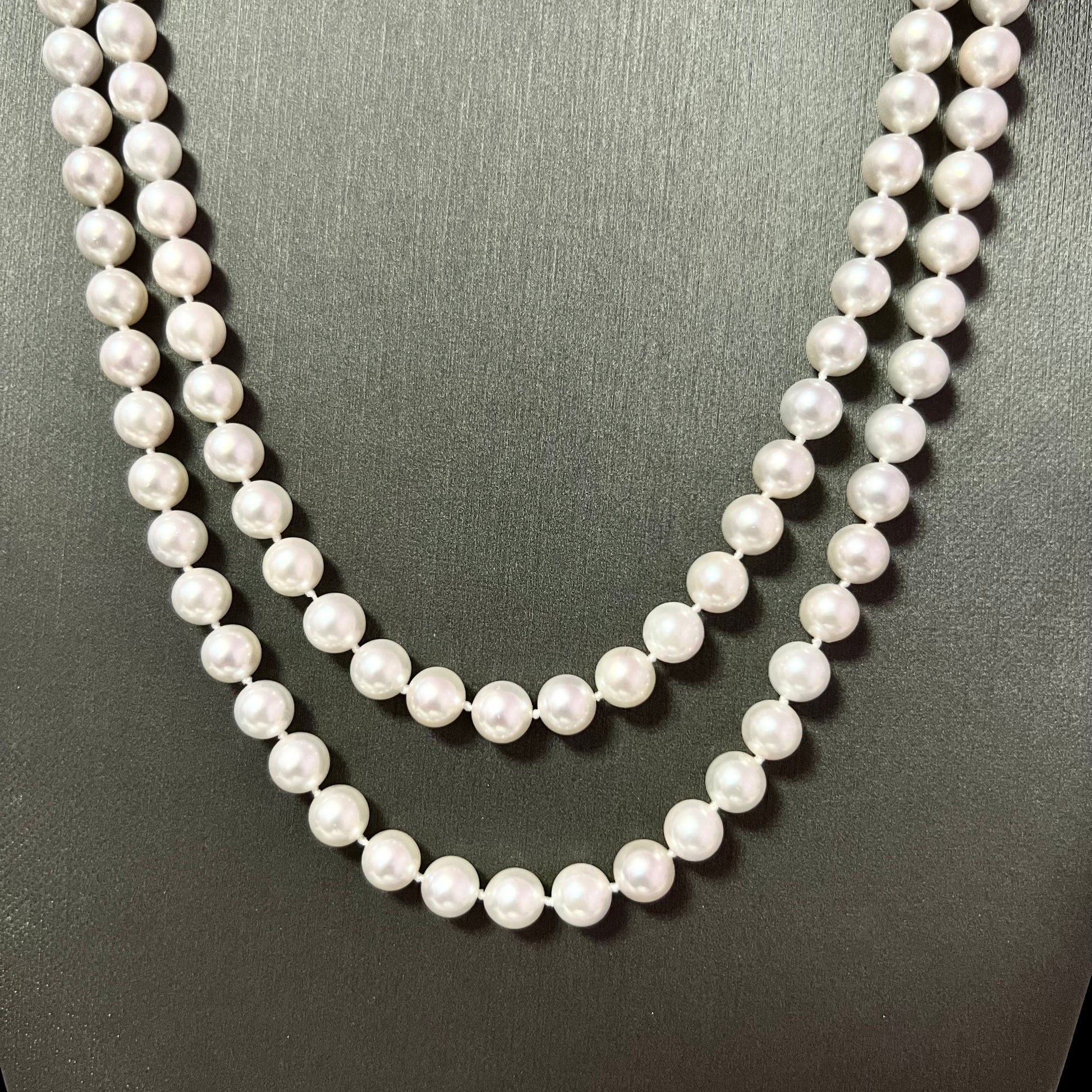 Natural Akoya Pearl Diamond Necklace 49" 18k White Gold 7 mm Certified $5,950 307927 - Certified Fine Jewelry
