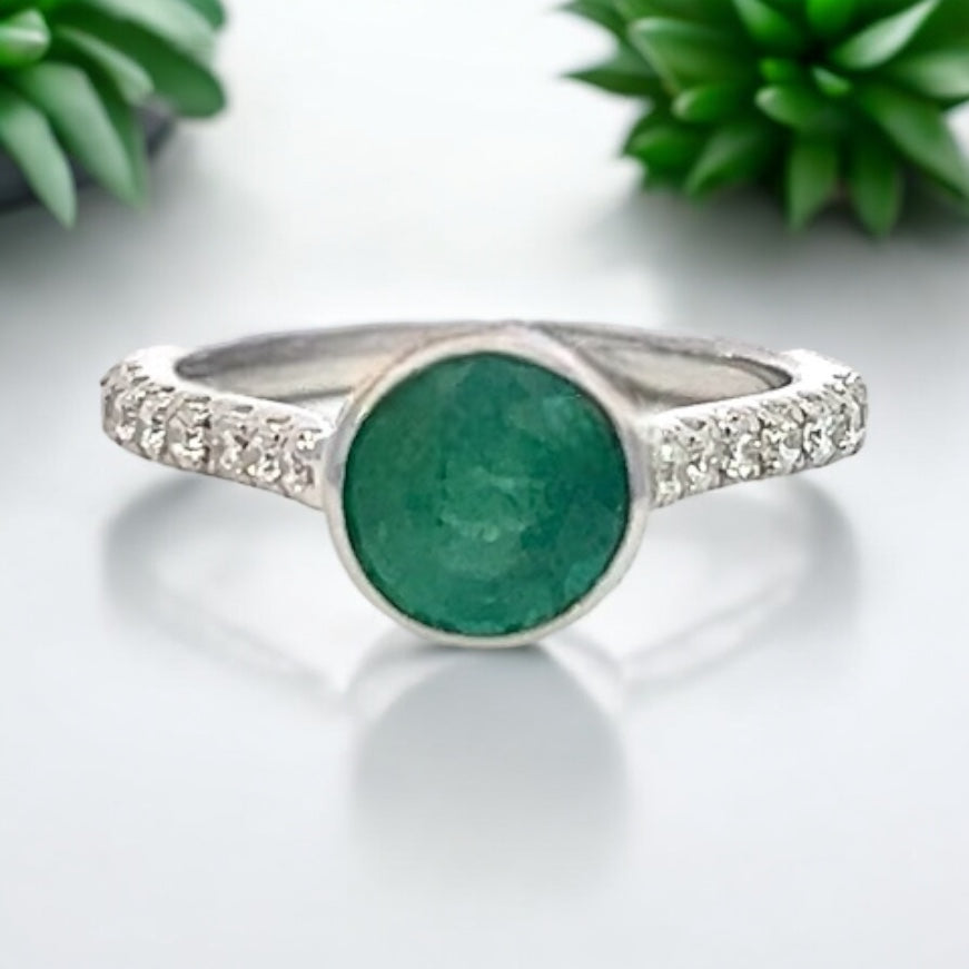 Natural Emerald Diamond Ring Size 6.5 14k W Gold 1.93 TCW Certified $4,950 310995