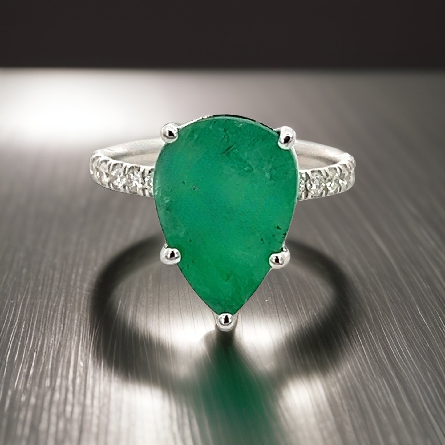Natural Emerald Diamond Ring 6.5 14k WG 4.62 TCW Certified $4,950 310549 - Certified Fine Jewelry