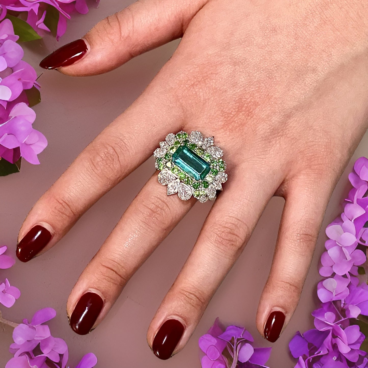 Natural Emerald Tsavorite Diamond Ring 6.75 14k White Gold 9.22 TCW Certified $14,950 310658 - Certified Fine Jewelry