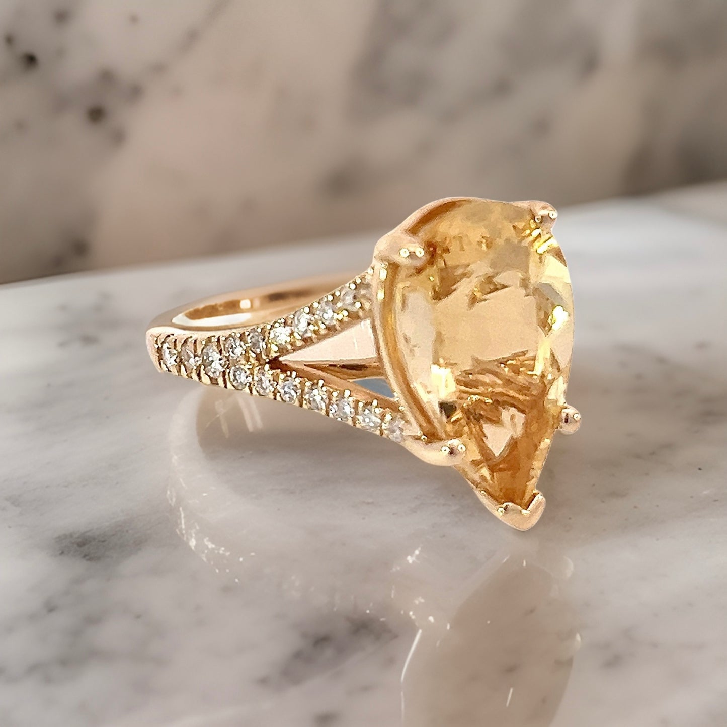 Natural Citrine Diamond Ring 6.5 14k Y Gold 4.79 TCW Certified $3,950 310632 - Certified Fine Jewelry