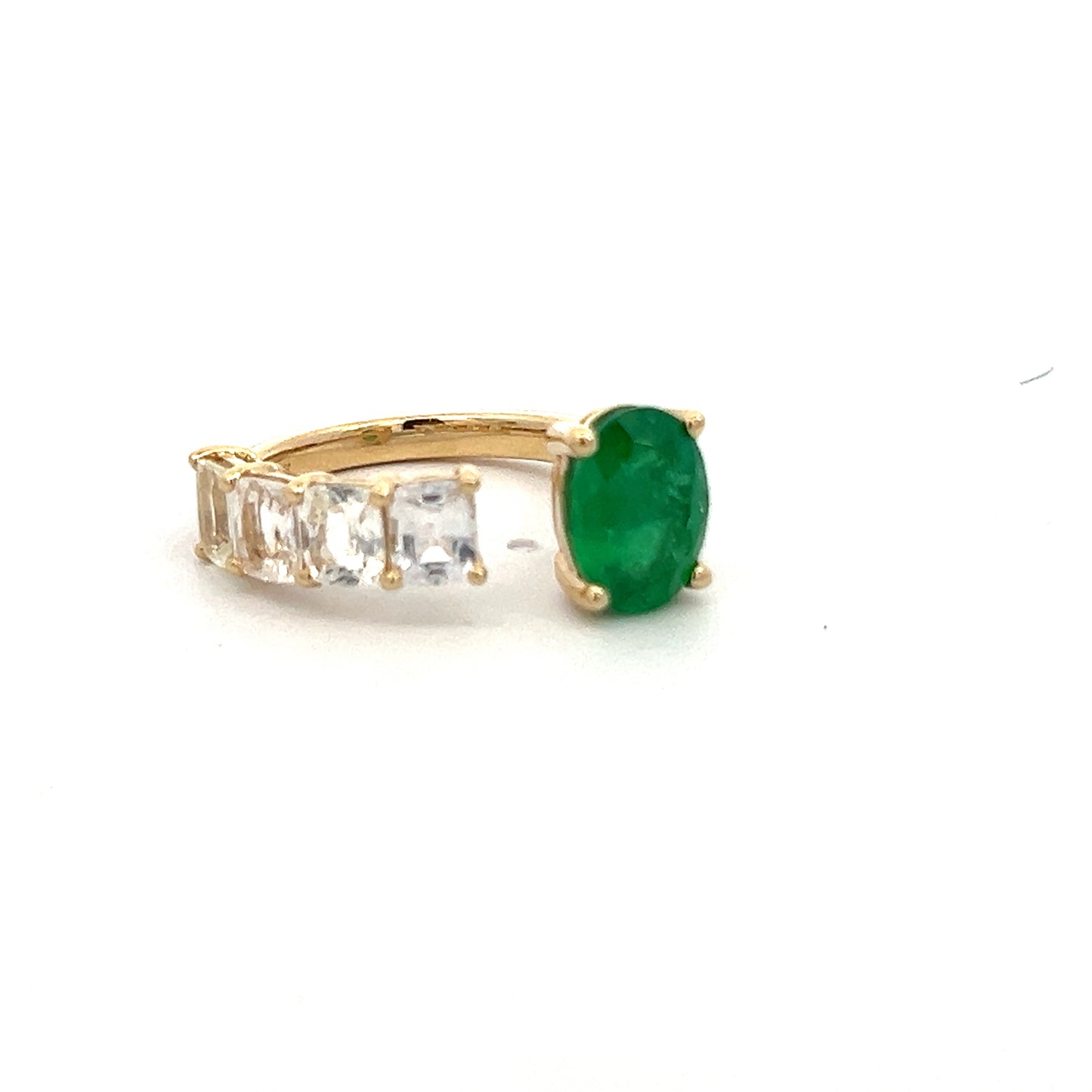 Natural Emerald and White Sapphire Ring 6.5 14k Y Gold 4.05 TCW Certified $4,950 310640 - Certified Fine Jewelry
