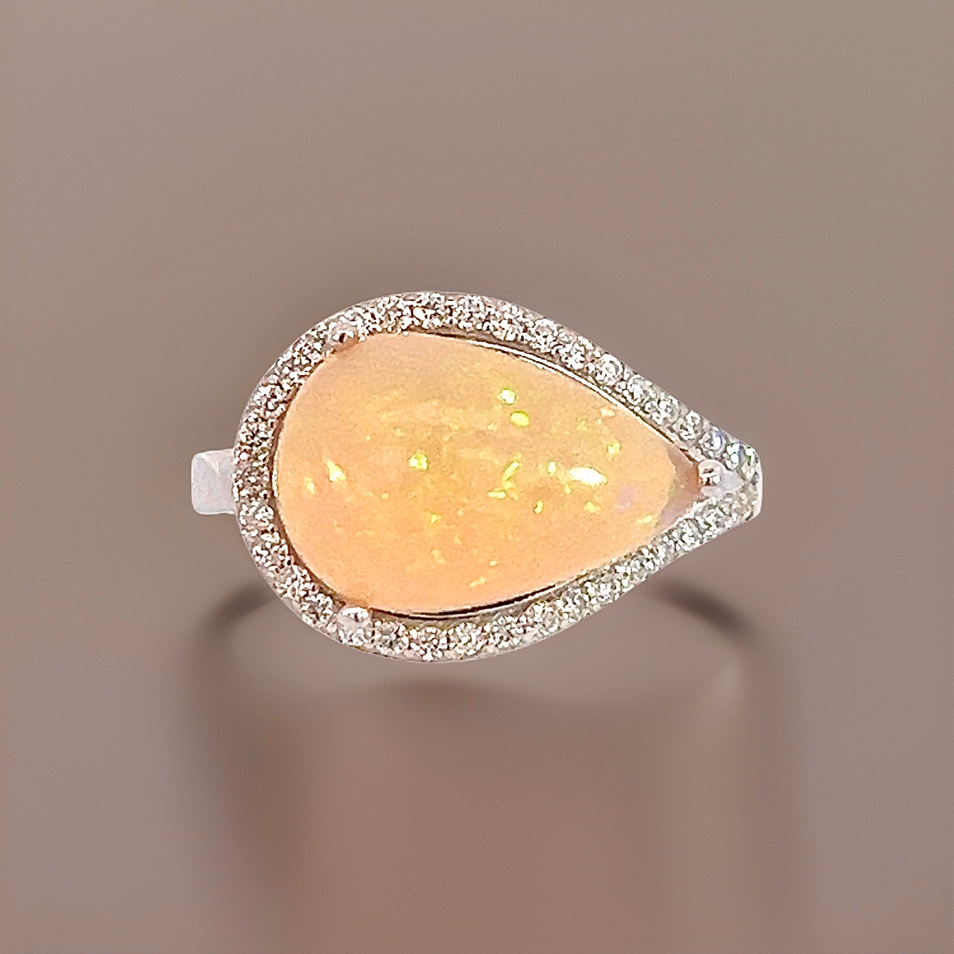 Natural Opal Diamond Ring 6.75 14k W Gold 4 TCW Certified $4,950 310548 - Certified Fine Jewelry