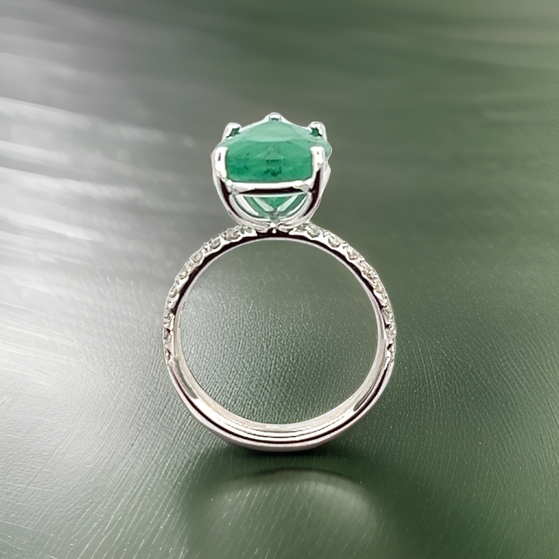 Natural Emerald Diamond Ring 6.5 14k WG 4.62 TCW Certified $4,950 310549 - Certified Fine Jewelry