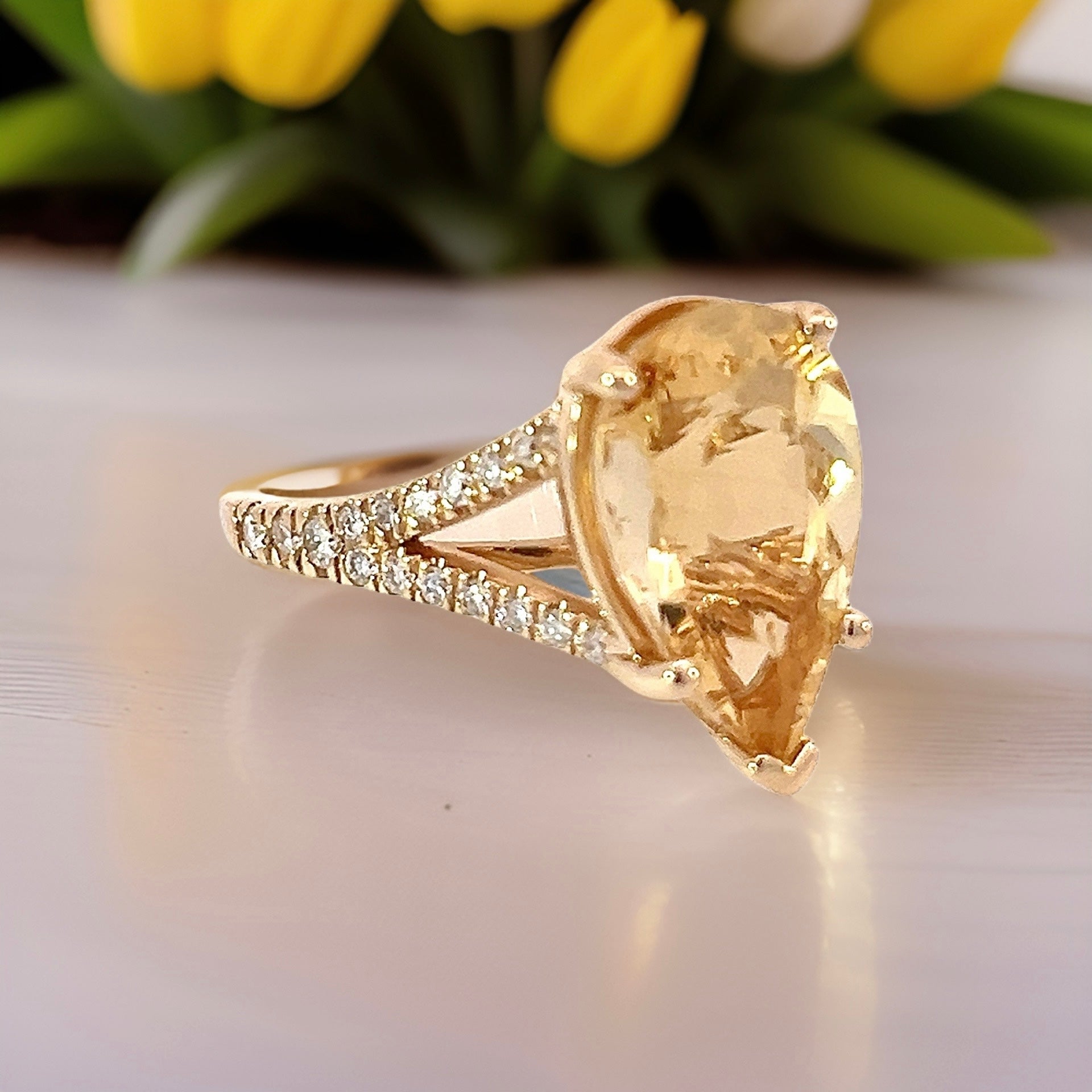 Natural Citrine Diamond Ring 6.5 14k Y Gold 4.79 TCW Certified $3,950 310632 - Certified Fine Jewelry