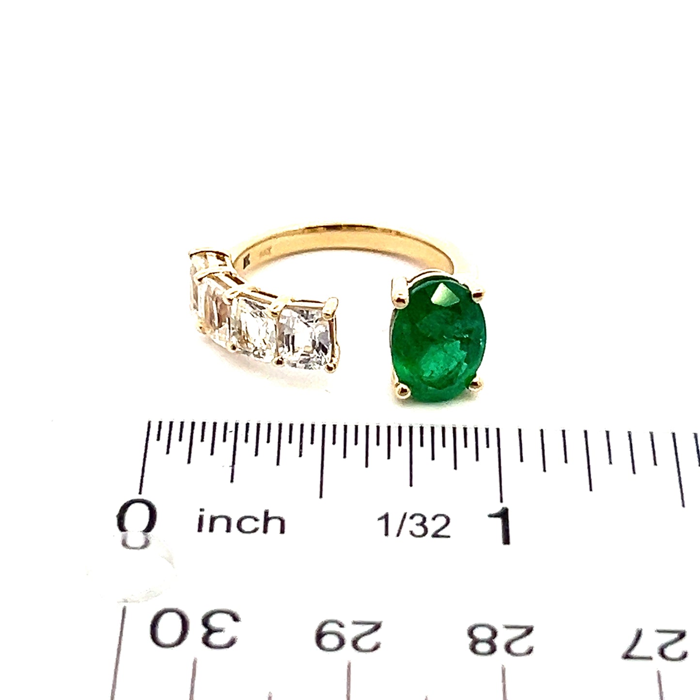 Natural Emerald and White Sapphire Ring 6.5 14k Y Gold 4.05 TCW Certified $4,950 310640 - Certified Fine Jewelry