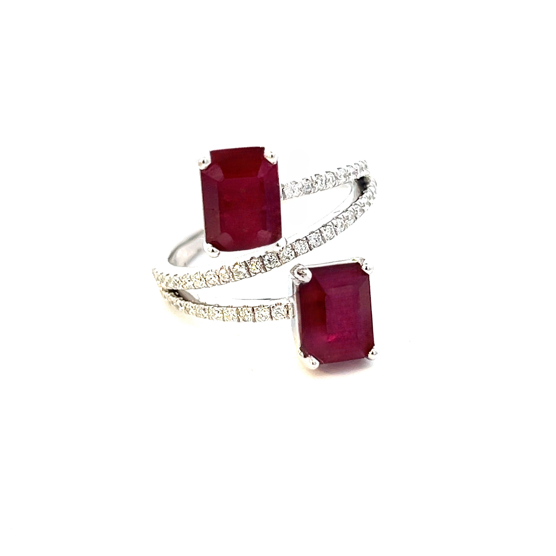 Natural Dual Ruby Diamond Ring 6.5 14k W Gold 5.02 TCW Certified $5,950 310541 - Certified Fine Jewelry