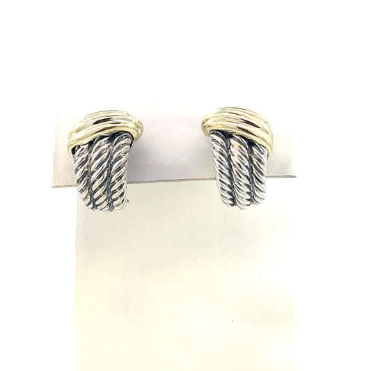 David Yurman Authentic Estate Cable Rope Clip-on Earrings 14k + Silver 16.6 Grams DY421