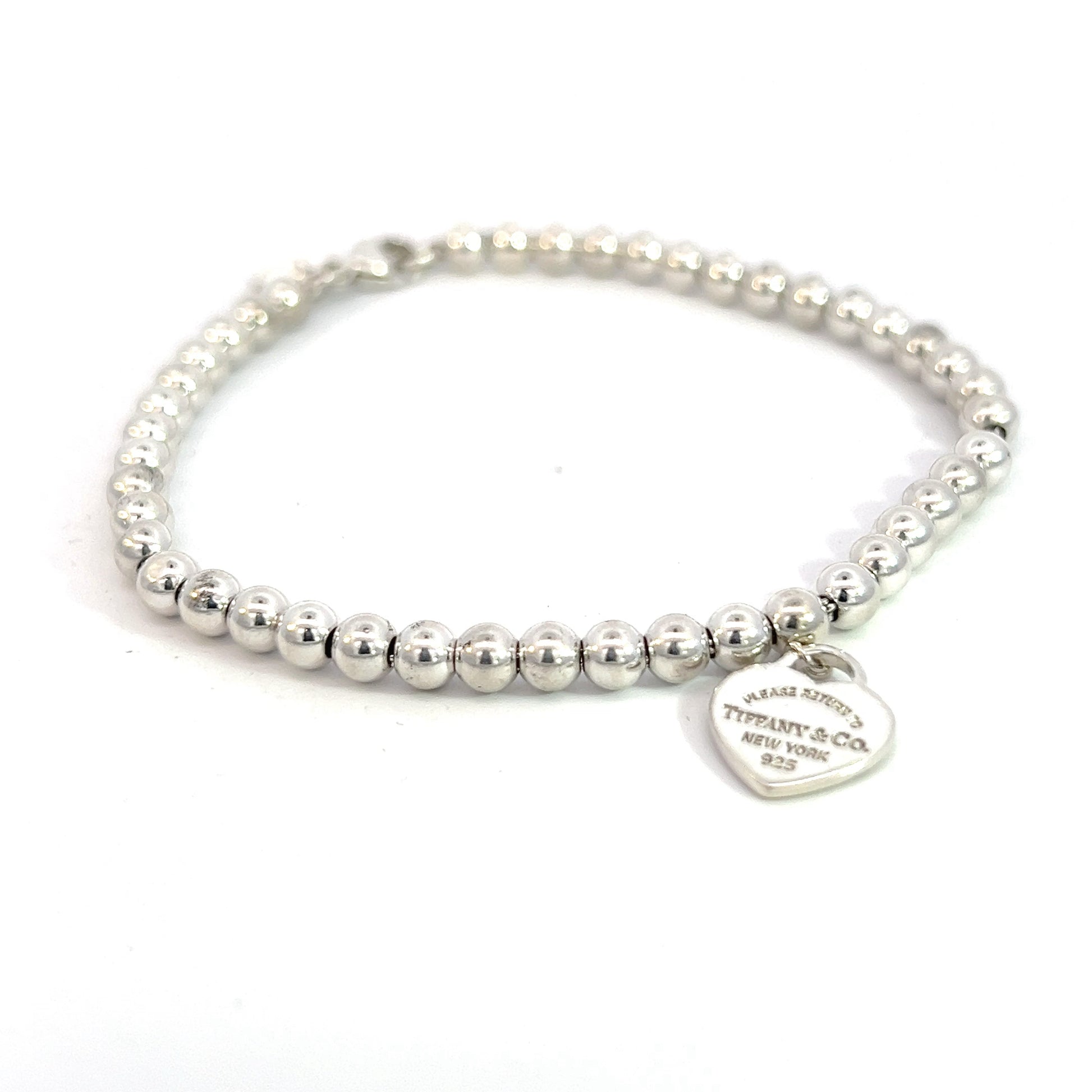 Tiffany & Co Estate Ball Bracelet 7" Silver 4 mm TIF525 - Certified Fine Jewelry