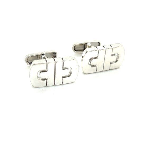 Bulgari Bvlgari Estate Mens Cufflinks Sterling Silver B2 - Certified Fine Jewelry