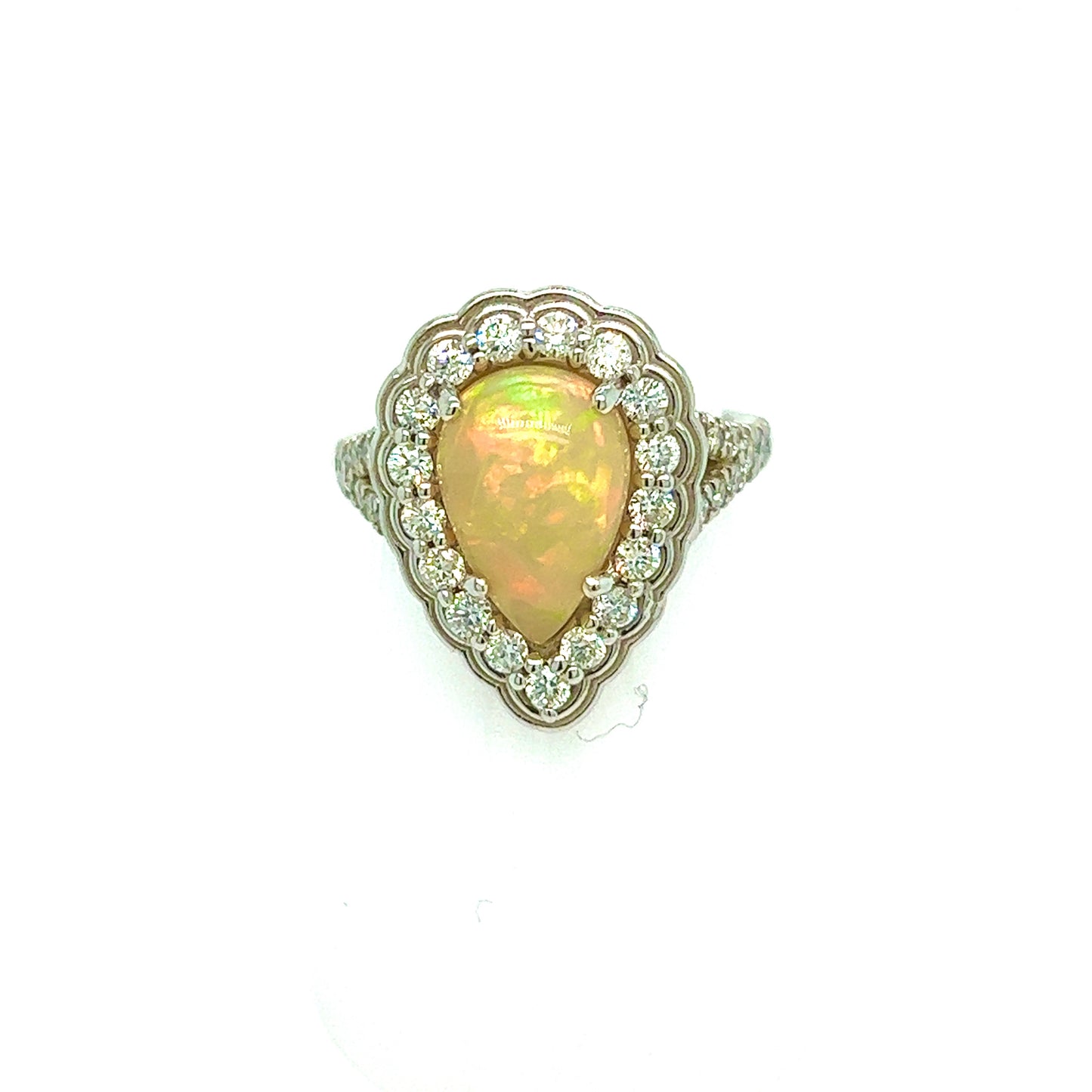 Natural Opal Diamond Ring 6.25 14k W Gold 2.35 TCW Certified $4,950 304174 - Certified Fine Jewelry