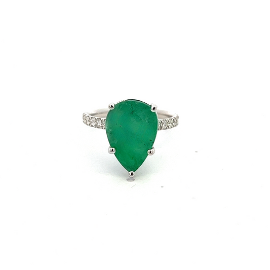 Natural Emerald Diamond Ring 6.5 14k WG 4.62 TCW Certified $4,950 310549 - Certified Fine Jewelry