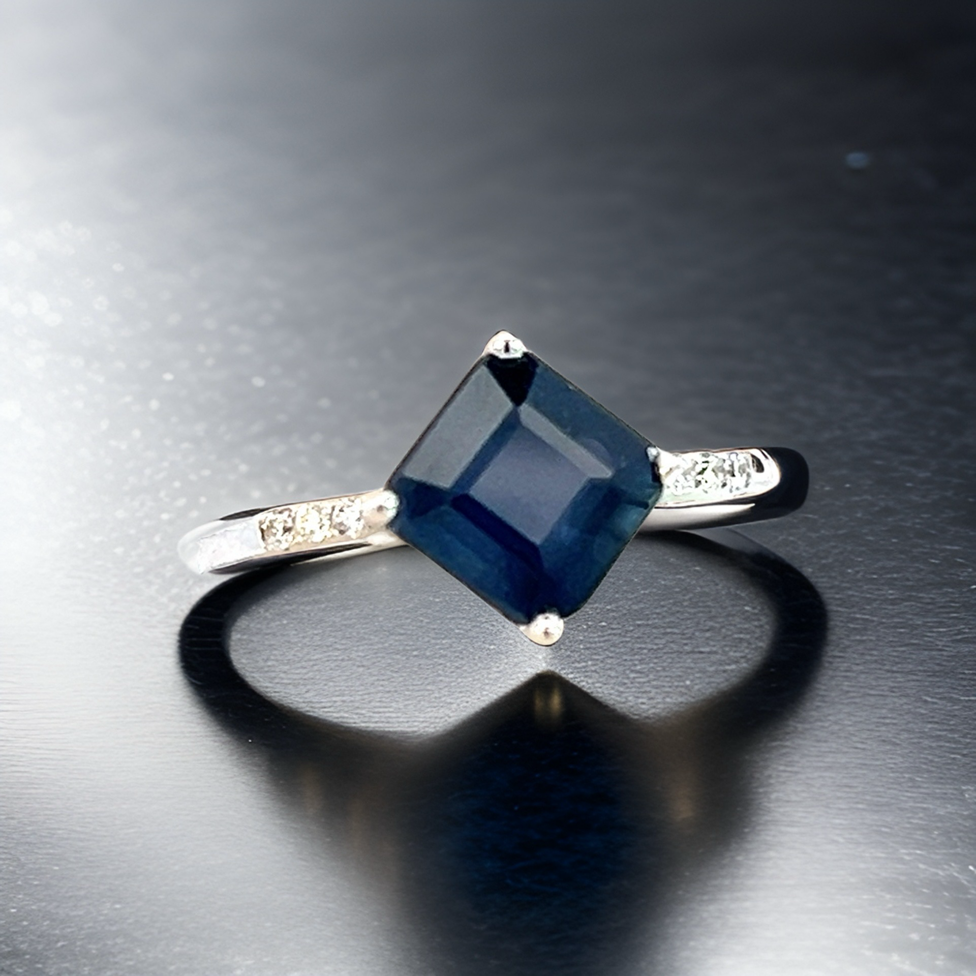 Natural Sapphire Diamond Ring 6.25 14k WG 2.24 TCW Certified $3,950 310591 - Certified Fine Jewelry