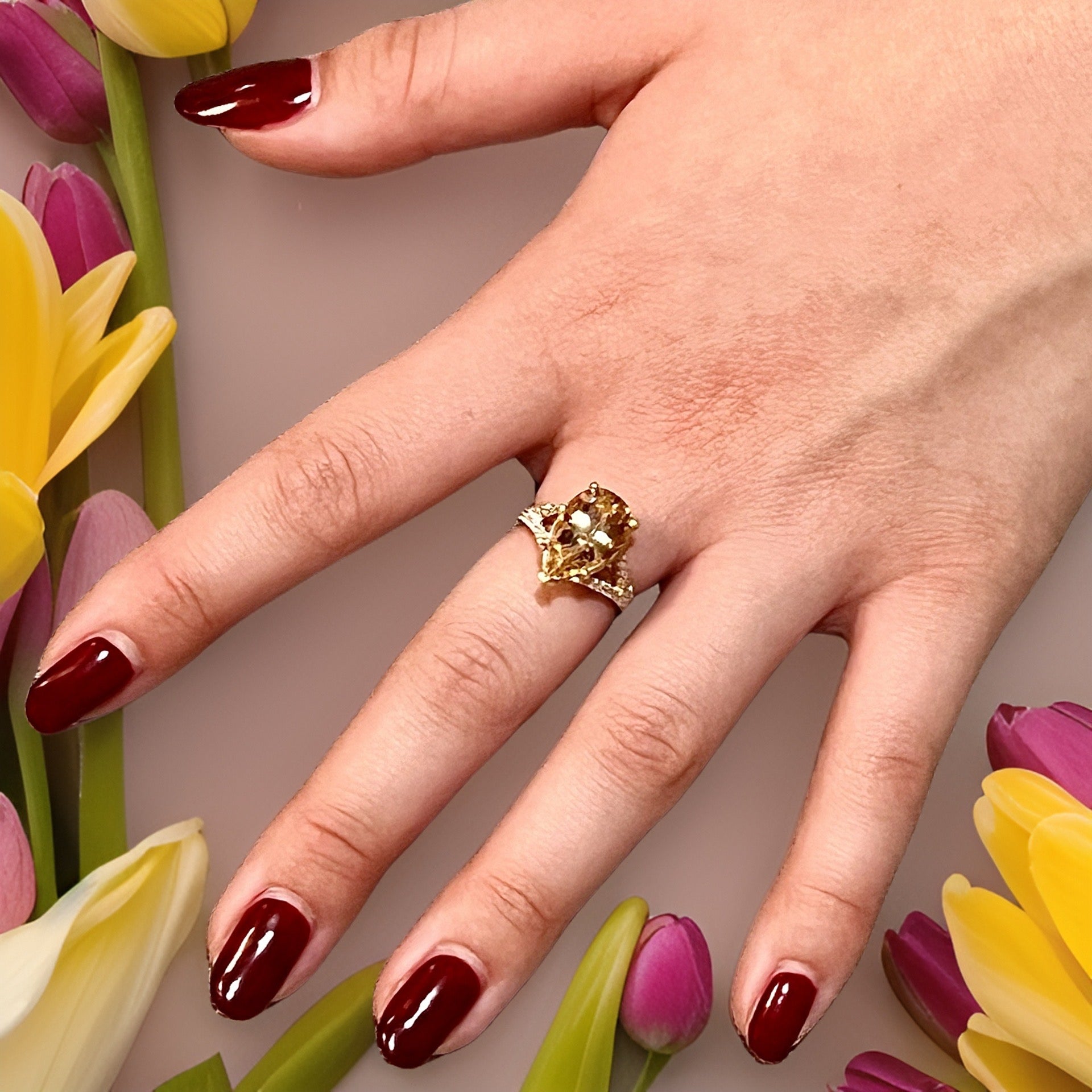 Natural Citrine Diamond Ring 6.5 14k Y Gold 4.79 TCW Certified $3,950 310632 - Certified Fine Jewelry
