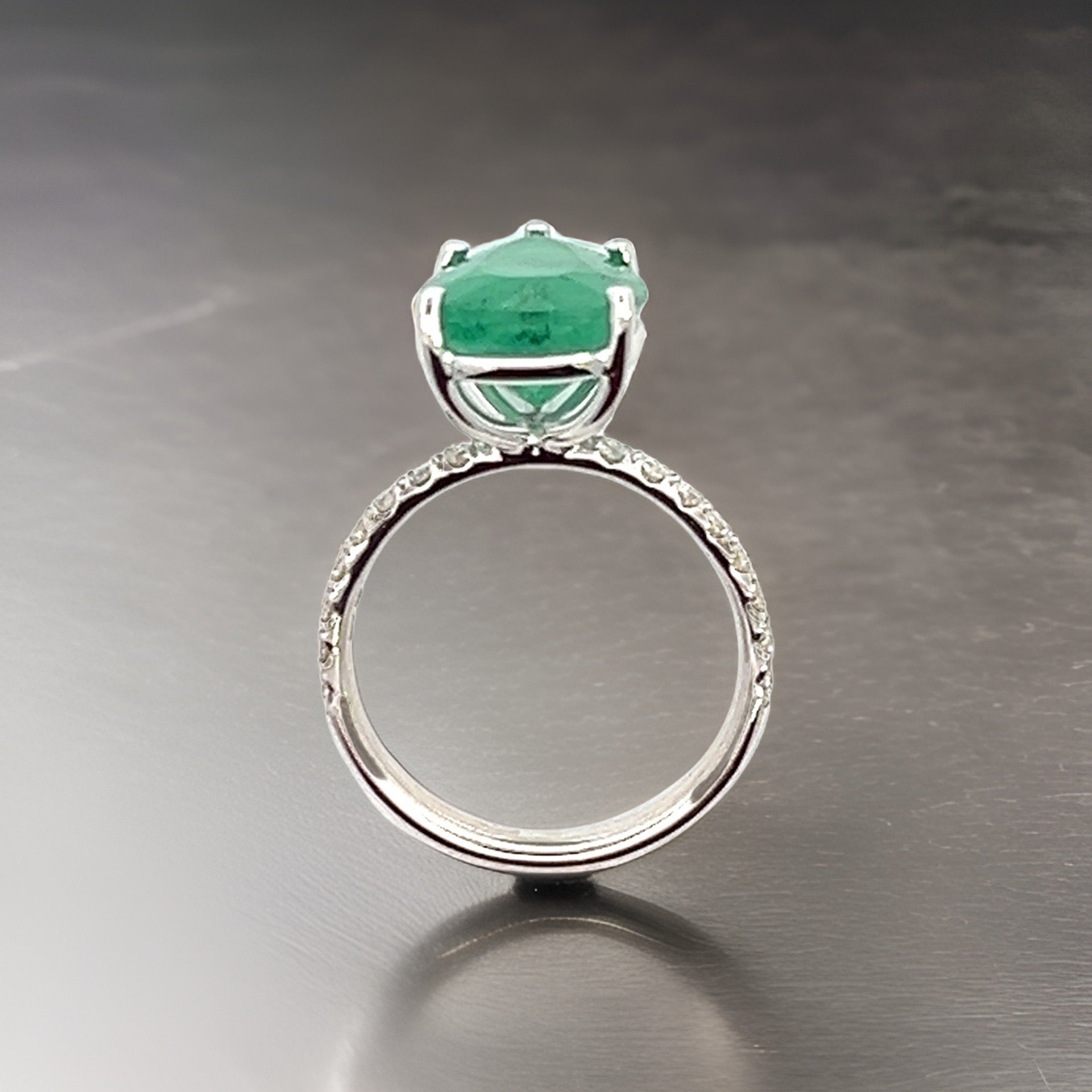 Natural Emerald Diamond Ring 6.5 14k WG 4.62 TCW Certified $4,950 310549 - Certified Fine Jewelry