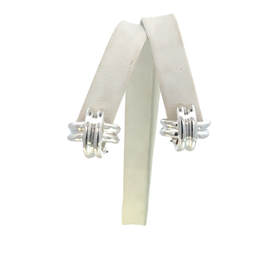 Tiffany & Co Estate X Signature Omega Back Earrings Sterling Silver TIF519 - Certified Fine Jewelry