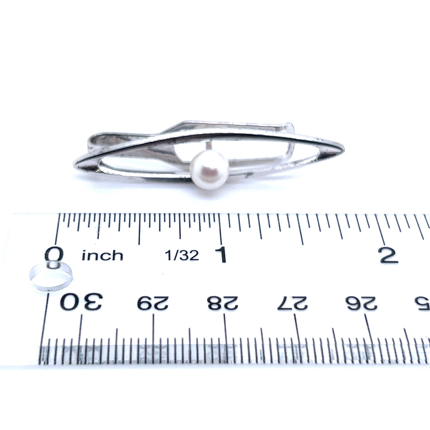 Mikimoto Estate Akoya Pearl Men Tie Clip Silver 7 mm M330 - Certified Fine Jewelry