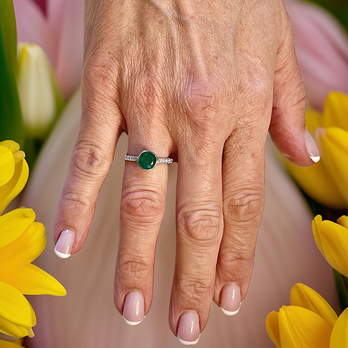 Natural Emerald Diamond Ring Size 6.5 14k W Gold 1.93 TCW Certified $4,950 310995