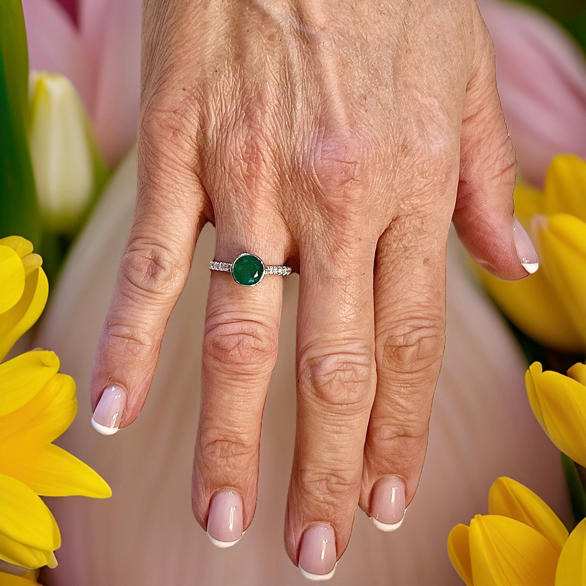 Natural Emerald Diamond Ring Size 6.5 14k W Gold 1.93 TCW Certified $4,950 310995