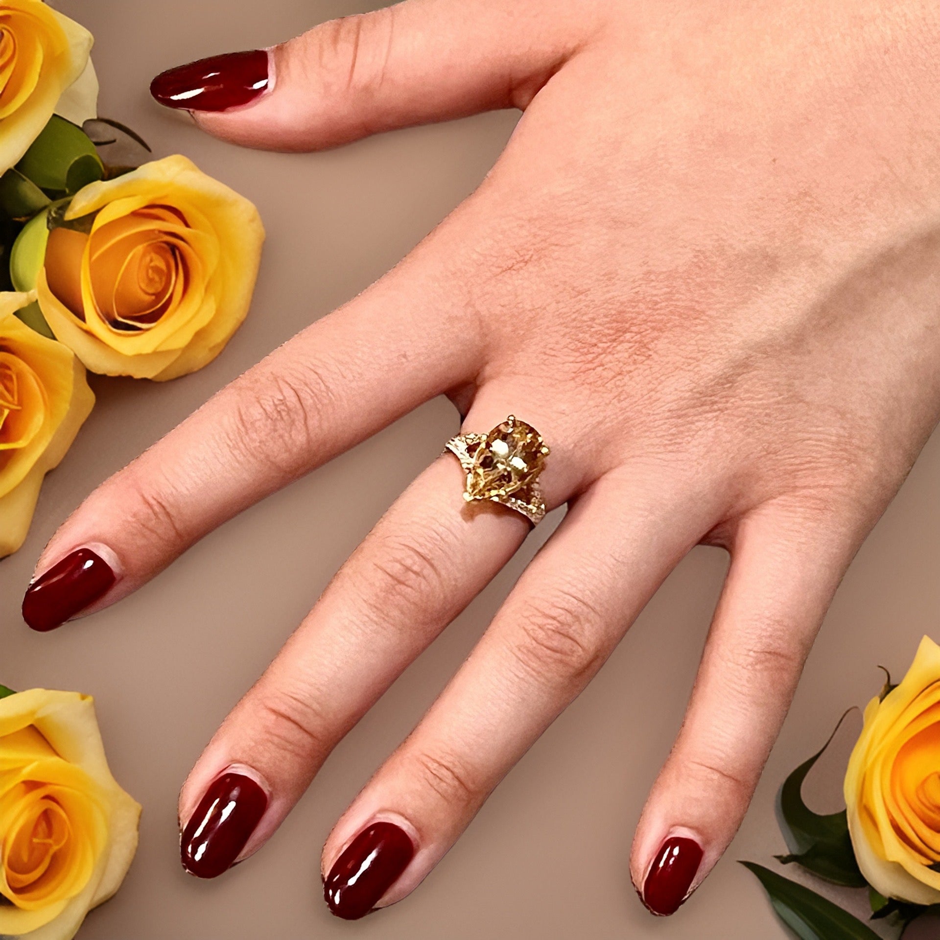 Natural Citrine Diamond Ring 6.5 14k Y Gold 4.79 TCW Certified $3,950 310632 - Certified Fine Jewelry