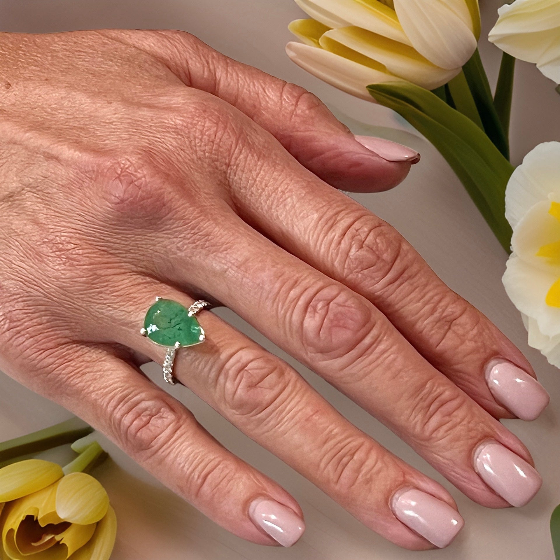 Natural Emerald Diamond Ring 6.5 14k WG 4.62 TCW Certified $4,950 310549 - Certified Fine Jewelry