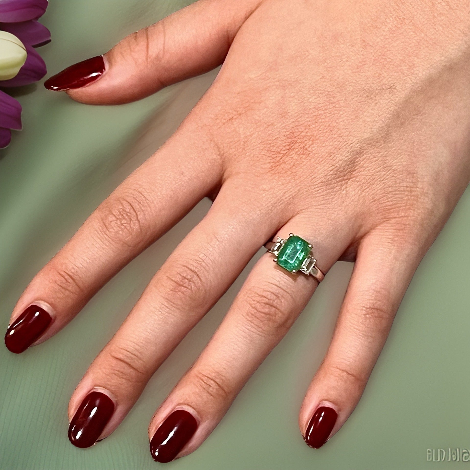 Natural Emerald Sapphire Ring 6.25 14k White Gold 3.49 TCW Certified $4,970 310641 - Certified Fine Jewelry