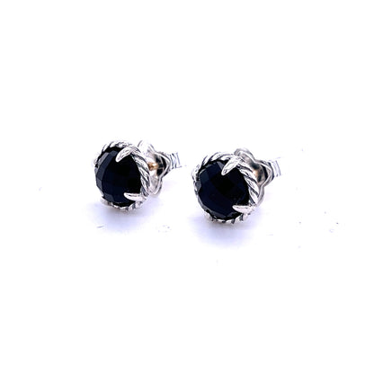 David Yurman Authentic Estate Black Orquid Chantelaine Earrings Silver DY237 - Certified Fine Jewelry
