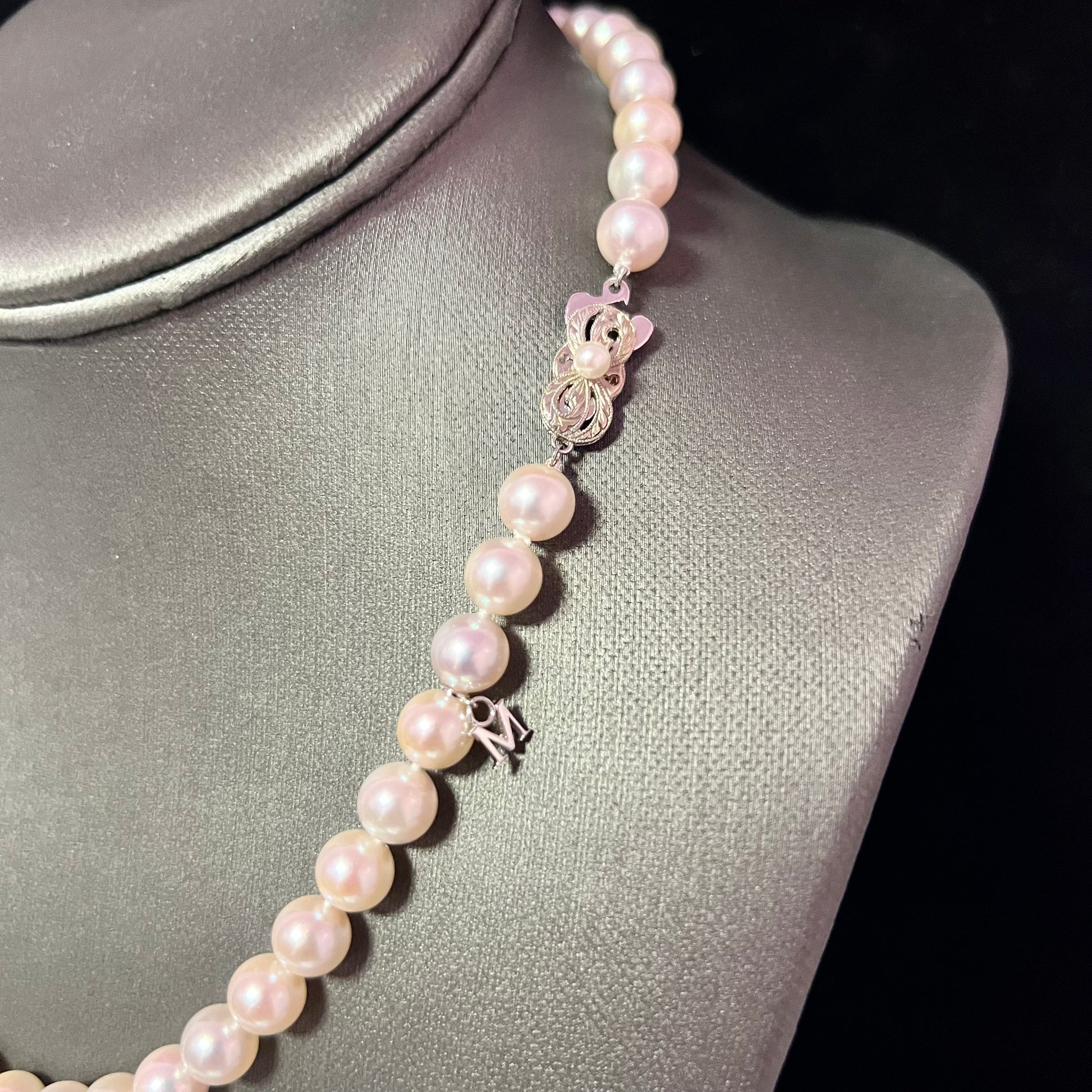 Mikimoto Estate Akoya Pearl Necklace 17" 18k W Gold 8 mm Certified $11,450 311936 - Certified Fine Jewelry