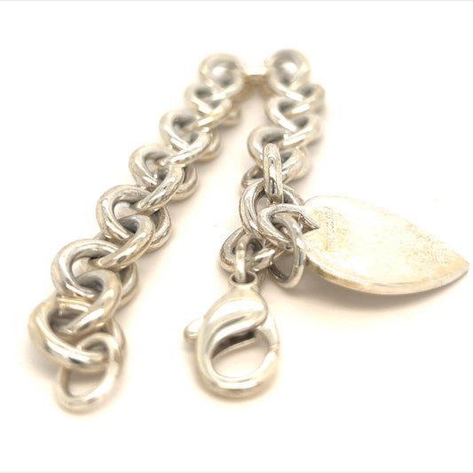 Tiffany & Co Estate Bracelet with Heart Charm Sterling Silver 7" TIF658