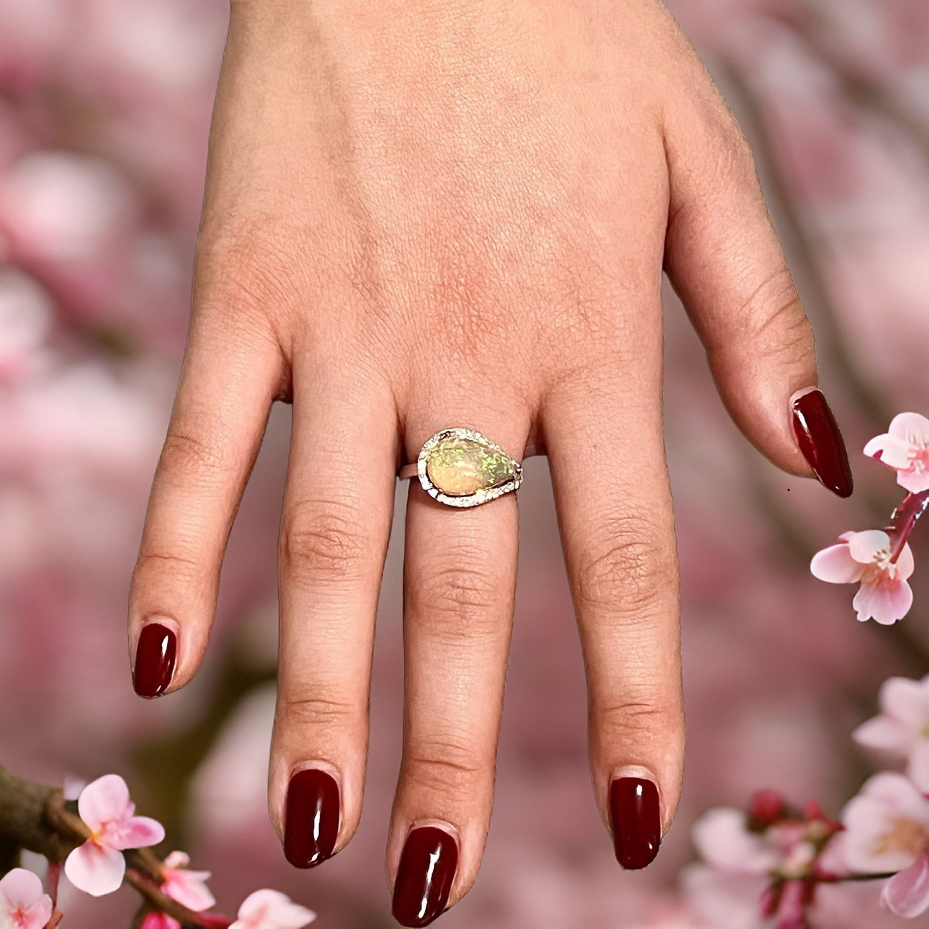 Natural Opal Diamond Ring 6.75 14k W Gold 4 TCW Certified $4,950 310548 - Certified Fine Jewelry