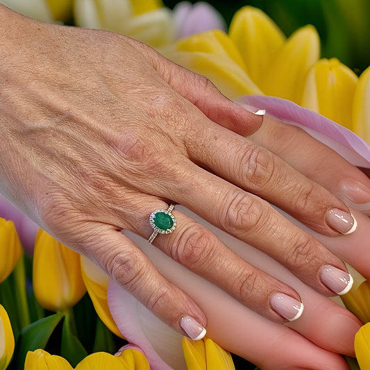 Natural Emerald Diamond Ring Size 6.5 14k White Gold 2.16 TCW Certified $4,950 310997