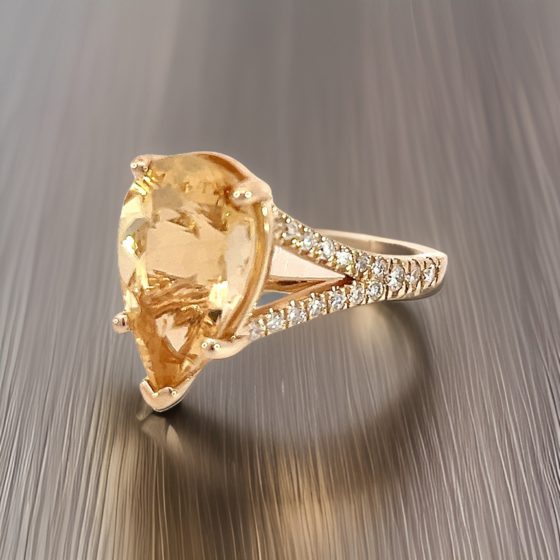 Natural Citrine Diamond Ring 6.5 14k Y Gold 4.79 TCW Certified $3,950 310632 - Certified Fine Jewelry