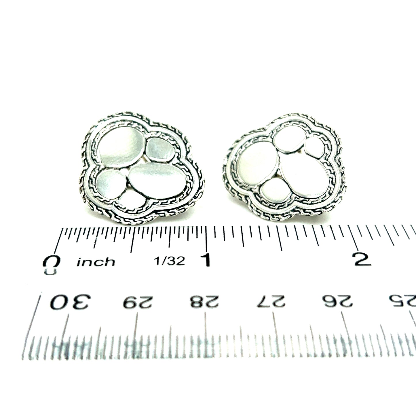 John Hardy Estate Kali Pebble Omega Back Earrings Silver JH60 - Certified Fine Jewelry